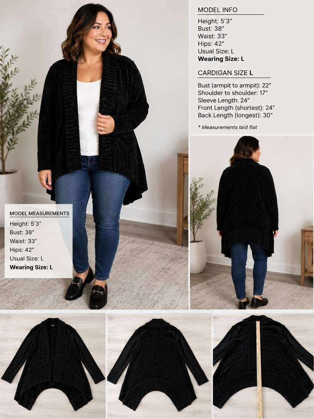 ANA A New Approach Women's Chenille Open Front Cardigan – Size Large